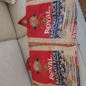EMPTY Basmati Rice Bags Reusable burlap bags w/ zipper